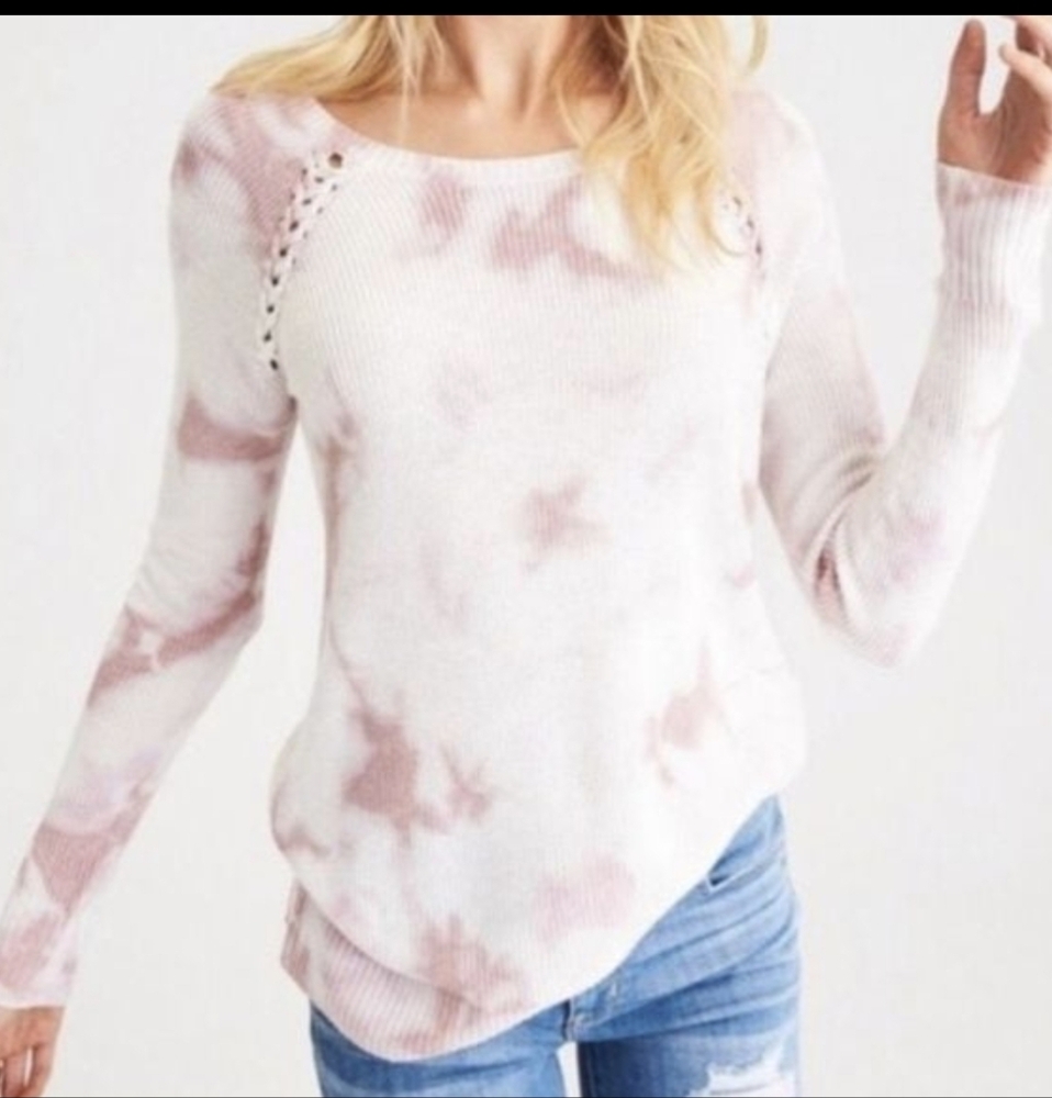 American Eagle Pink Tie Dye Crewneck Sweater XS
